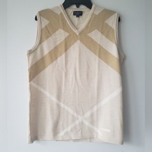 Burberry golf Ivory tan v neck sleeveless plaid sweater size S
